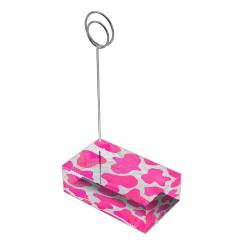 Cow Hot Pink and White Print Table Card Holder
