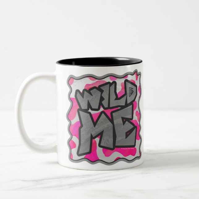 Cow Hot Pink and White Print Two-Tone Coffee Mug (Left)