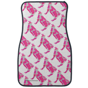 Cow Hot Pink and White Silhouette Car Mat