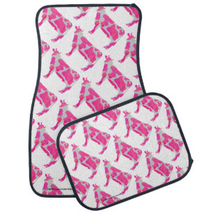 Cow Hot Pink and White Silhouette Car Mat