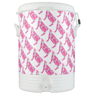 Cow Hot Pink and White Silhouette Cooler