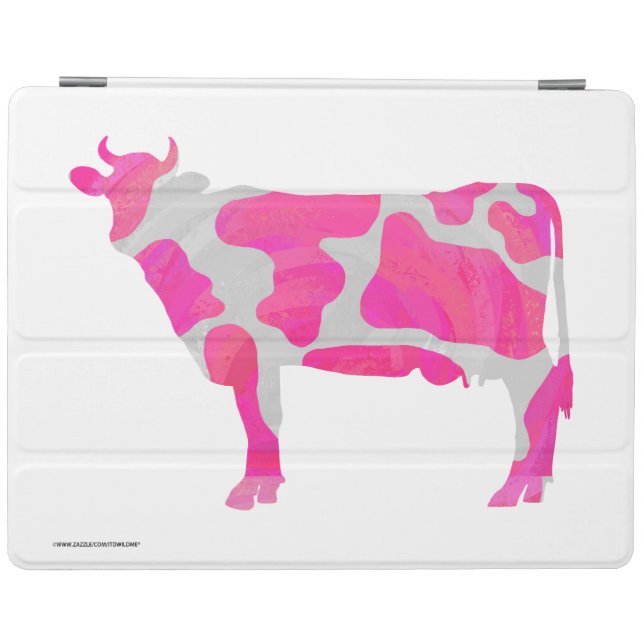 Cow Hot Pink and White Silhouette iPad Smart Cover (Horizontal)