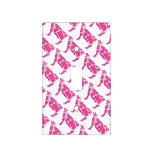 Cow Hot Pink and White Silhouette Light Switch Cover
