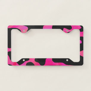 Cow Hot Pink Painted Pattern License Plate Frame