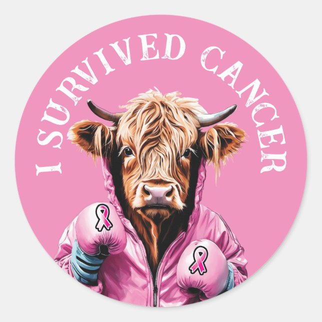 Cow I survived breast cancer theme Classic Round Sticker (Front)