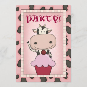 Cow - Ice Cream & Ice Skating Party Invitation