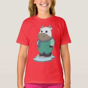 Cow Ice skating Ice skates T-Shirt