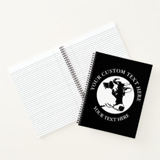 Cow Icon Logo Custom Text  Notebook