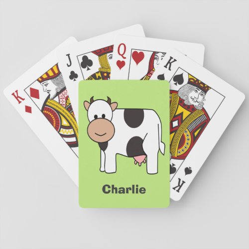 Cow illustration custom name playing cards