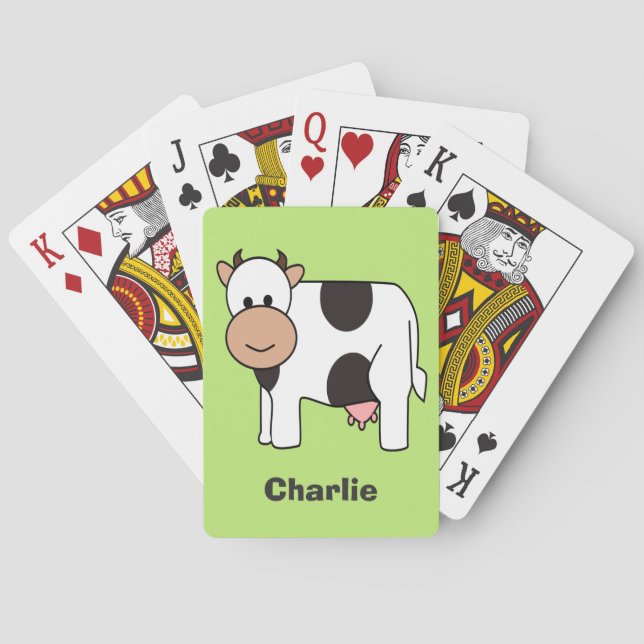 Cow illustration custom name playing cards (Back)