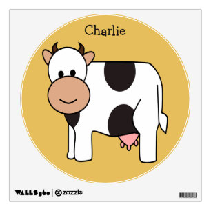 Cow illustration custom name wall decal