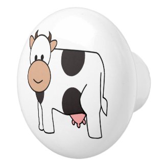 Cow illustration kids' room ceramic knob