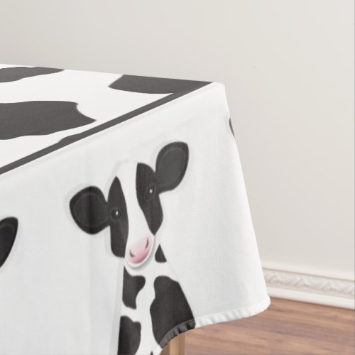 Cow Illustration Print Farm Animal Tablecloth