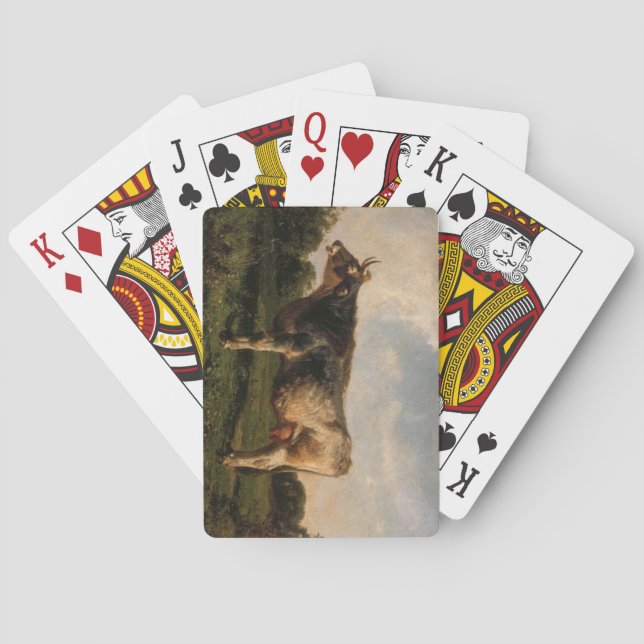 Cow in a Field (Farm Animal) (by Filippo Palizzi) Poker Cards (Back)
