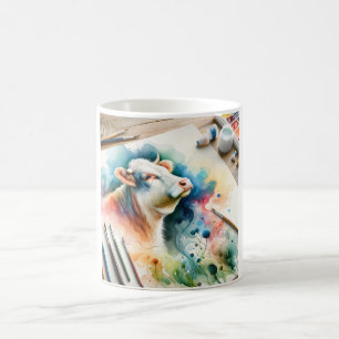 Cow in a Serene Meadow 160724AREF228 - Watercolor Coffee Mug