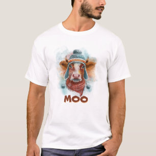 Cow In A Winter Toboggan T-Shirt