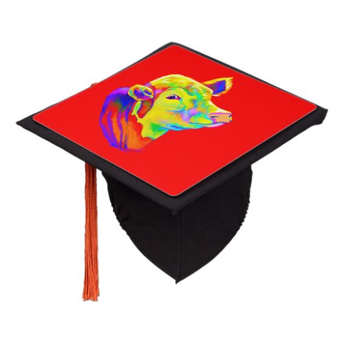 Cow in Colors Graduation Cap Topper
