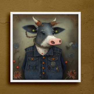 Cow in Couture - Funny cow in a costume Poster