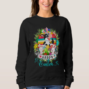 Cow In Easter Eggs Basket Cute Bunnies Happy Easte Sweatshirt