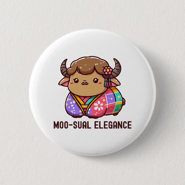 Cow in Elegance in Highland Button (Front)