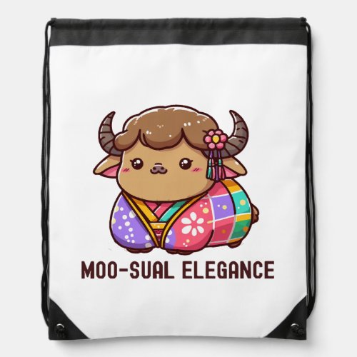Cow in Elegance in Highland Drawstring Bag
