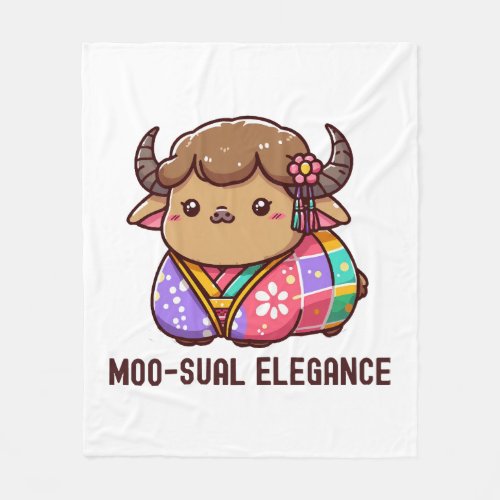 Cow in Elegance in Highland Fleece Blanket