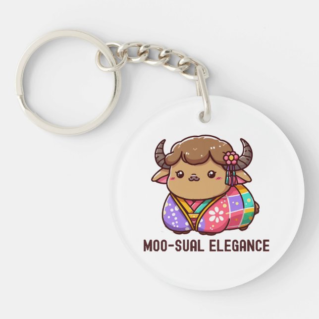 Cow in Elegance in Highland Keychain (Front)