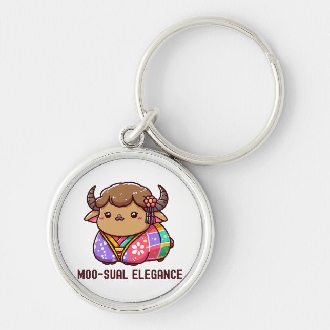 Cow in Elegance in Highland Keychain (Front)