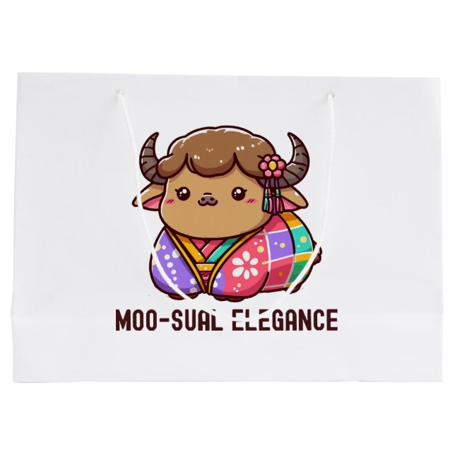 Cow in Elegance in Highland Large Gift Bag (Back)