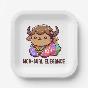 Cow in Elegance in Highland Paper Plates