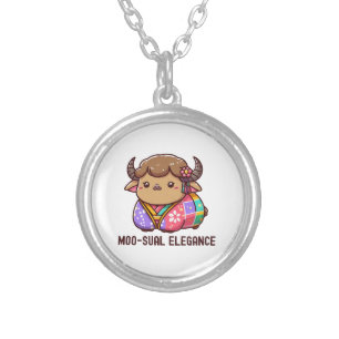 Cow in Elegance in Highland Silver Plated Necklace