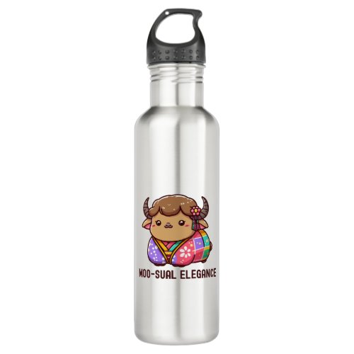 Cow in Elegance in Highland Stainless Steel Water Bottle