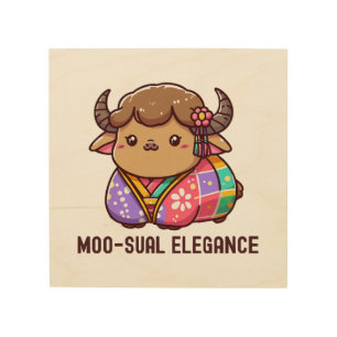 Cow in Elegance in Highland Wood Wall Art