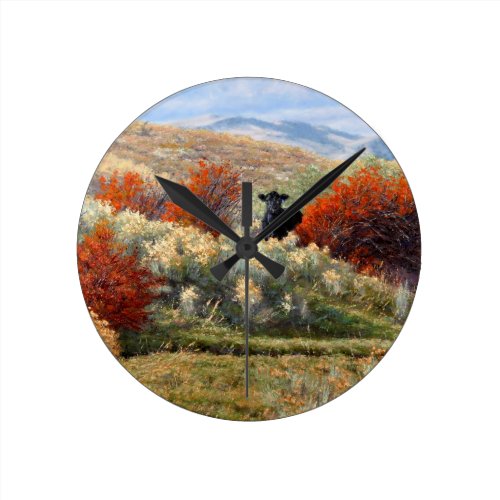 Cow in Fall Setting Clock
