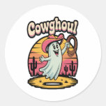 Cow in Floral Jungle , Tropical Cow Classic Round Sticker
