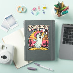 Cow in Floral Jungle , Tropical Cow Sticker