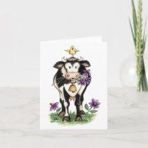 Cow in Flowers - Note Card