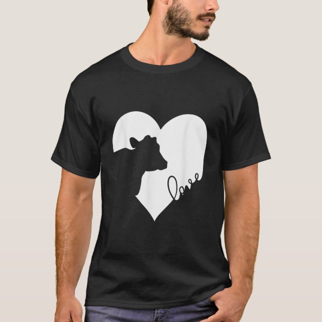 Cow in Heart Cows Love Gift T-Shirt (Front)
