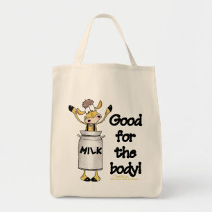 Cow in Milk Can Tote Bag