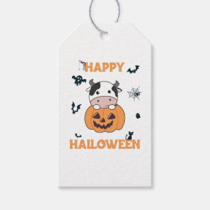Cow In Pumpkin Cute Cows Happy Halloween Gift Tags