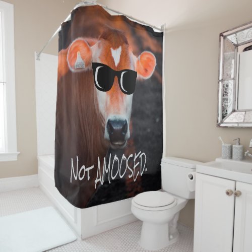 Cow in Sunglasses Not aMOOsed Cute Funny Shower Curtain