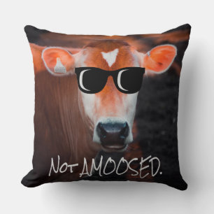 Cow in Sunglasses Not aMOOsed Cute Funny Throw Pillow