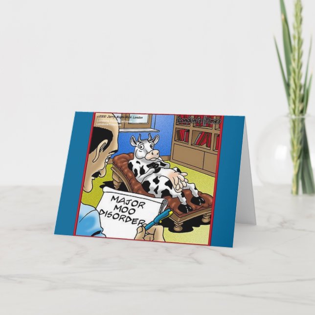 Cow In Therapy 4 Mooo Disorder Gifts Tees Cards (Front)