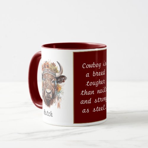 Cow Indian Headgear Cowboy Quote Brown Two Toned Mug