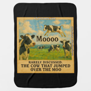 Cow Jumped Over the Moo – Whimsical Farm Pun Cart Baby Blanket