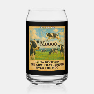 Cow Jumped Over the Moo – Whimsical Farm Pun Cart Can Glass