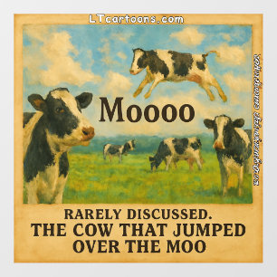 Cow Jumped Over the Moo – Whimsical  Farm Pun Cart Wall Decal