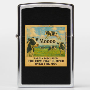 Cow Jumped Over the Moo – Whimsical Farm Pun Cart Zippo Lighter