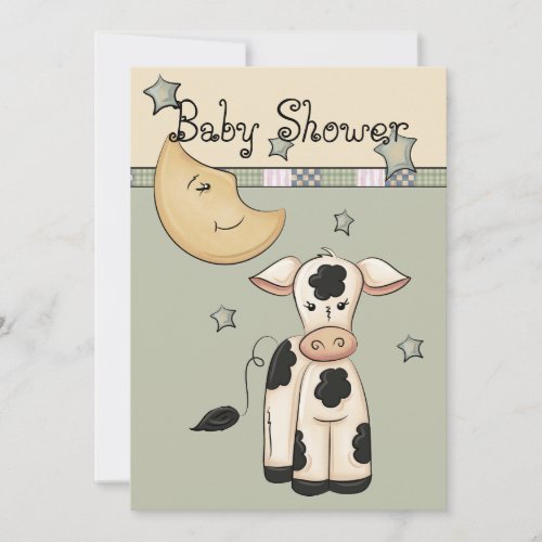 Cow Jumped Over the Moon Baby Shower Invitations