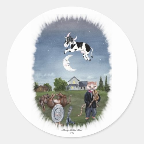 COW JUMPED OVER THE MOON CLASSIC ROUND STICKER
